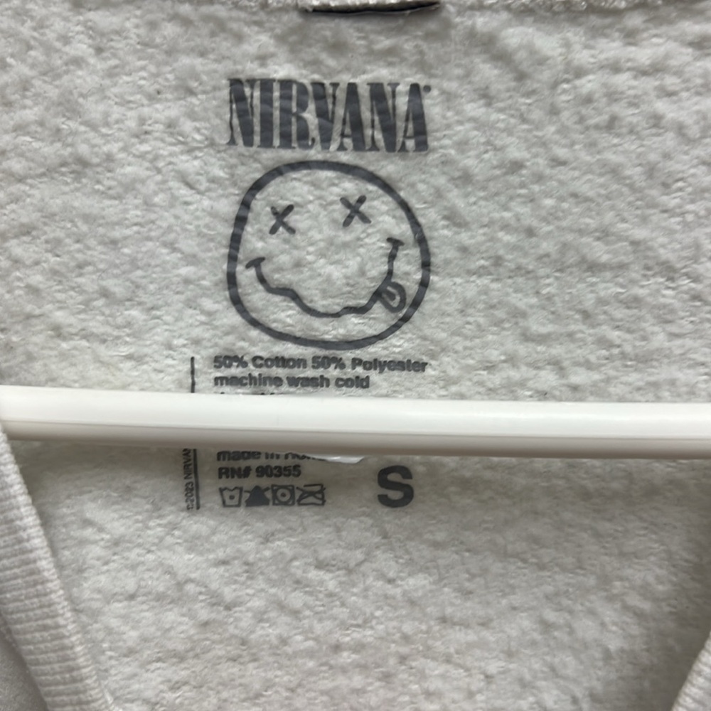 Nirvana White Logo Pullover Crewneck Sweatshirt S… - image 2